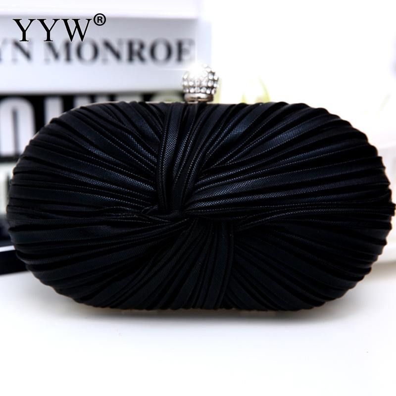 Women Black Pu Leather Pleat Clutch Bag Vintage Evening Clutch Bags Mini Handbag Clutch Purse Diamond Party Bag