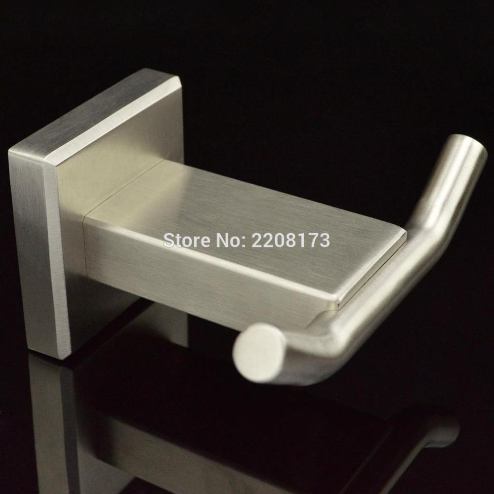 Eigentijds En Gecontracteerde Badkamer Geborsteld Nikkel Dubbele Robehaak SUS 304 Rvs Wall Mount