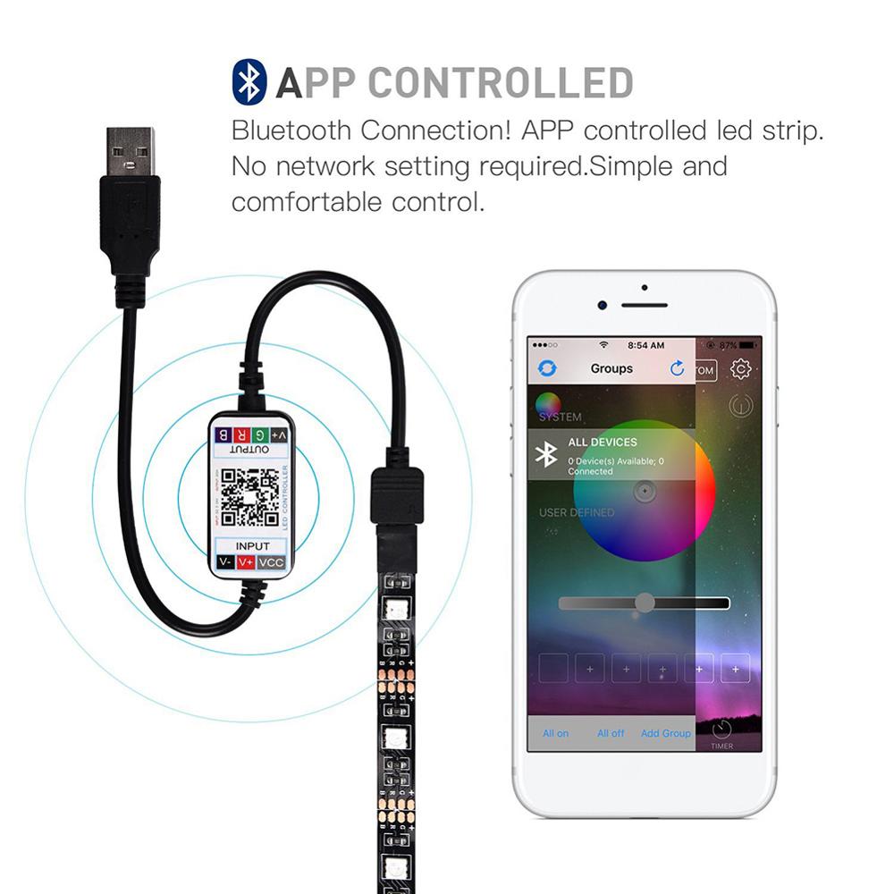 Bluetooth LED Luci di Striscia 20M RGB 5050 SMD Nastro Flessibile Impermeabile di RGB HA CONDOTTO LA Luce 5M 10M Nastro diodo DC 12V di Controllo Bluetooth