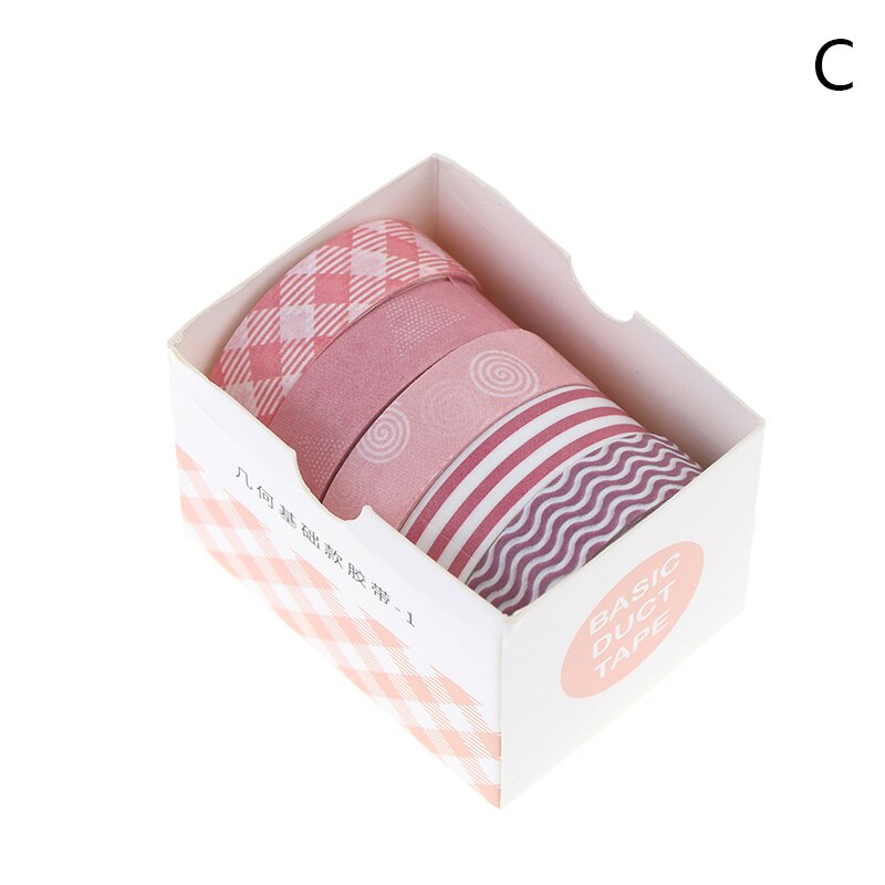 5Rolls/box Solid Color Tape Set Decorative Tape Cute Scrapbooking Adhesive Tape: C