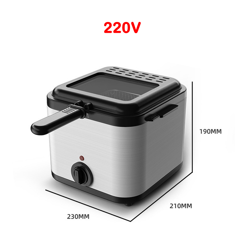 2.5L Electric Deep Fryer Oil Oven Hotpot Adjustable Thermostat Fried Chicken Grill French Fries Frying Machine Heating Cooker: Red