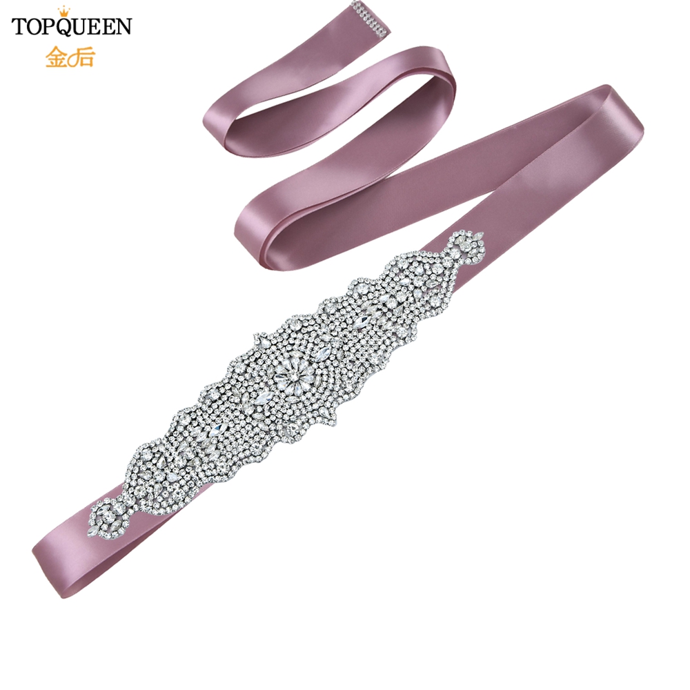 TOPQUEEN S233 Luxus Strass Gürtel Braut Kleid Schärpe Hochzeit Zubehör Frauen Marokkanischen Kaftan Band Bund Applikationen: Antiquität violett