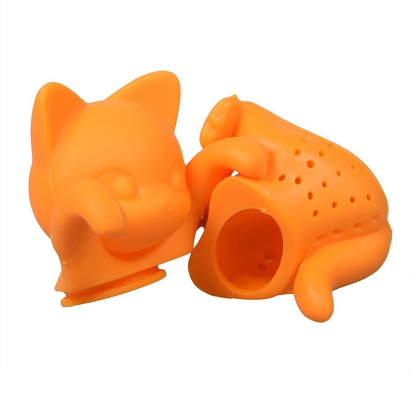 Siliconen Oranje Kat Thee-ei Herbruikbare Filter Diffuser Theezeefje Spice Losse Thee Blad Kruidenthee Tassen Tool