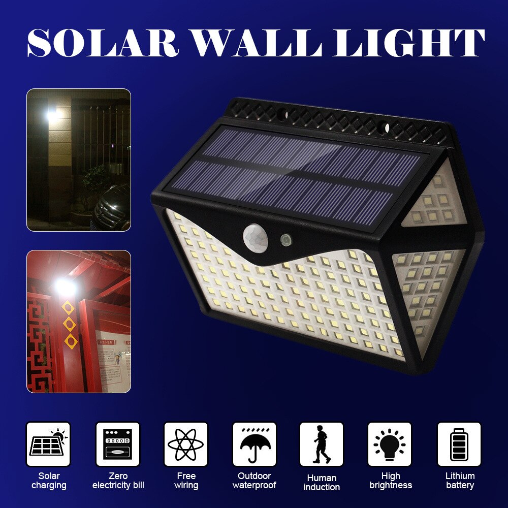 140 LED Solar Light Solar Lamp With PIR Motion Sensor Solar Powered Waterproof Wall Light For Garden Yard Path Decoration