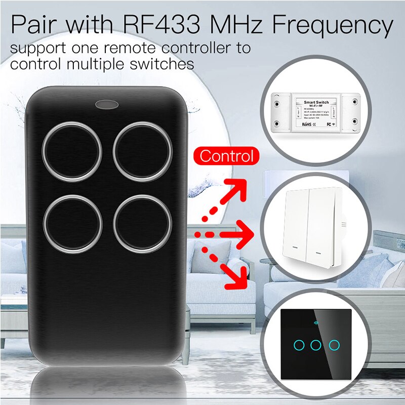 Wireless RF Receiver Learning Code Decoder 433MHz Remote Control Key 4 Channel Controller DIY Key for Switch Encoding 1527