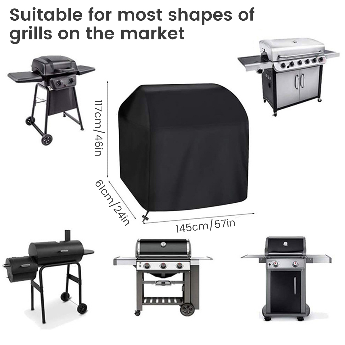 Barbeque Grill Covers Heavy Duty Waterproof BBQ Grill Cover 210D Oxford Fabric Durable UV Resistant Dust-proof Gas Grill Cover