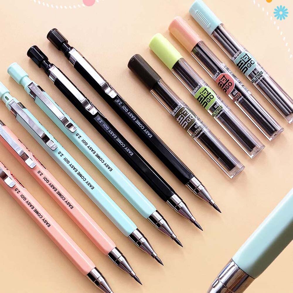 2.0mm 2B Propelling Pencils Candy Color Mechanical Pencil Drawing Writing For Kids School Supplies Students Stationery