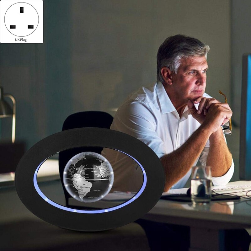 Zwevende Globe Magnetische Globe World Map Magnetische Levitatie Globes Ovale-Frame Led Engels Blauw Globe Voor Kids