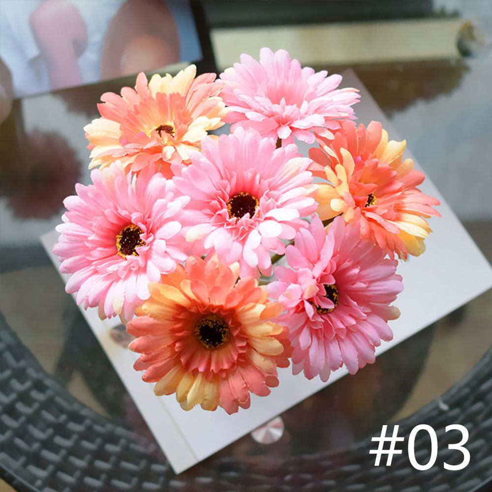 7Pcs/lot 23cm Artificial African Daisy Flowers Silk Flower Wedding Bouquet Home Decoration Background Shooting Flowers DIY: 03