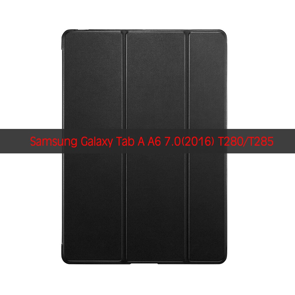 QIJUN Tablet Case For Samsung Galaxy Tab A A6 7.0 inch SM-T280 SM-T285 Funda PC Back PU Leather Smart Cover Auto Sleep: Black