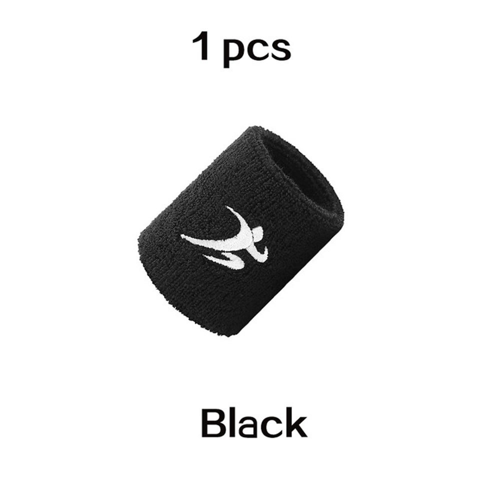 GOBYGO Cotton Elastic Wristbands Gym Fitness Gear Support Power Weightlifting Wrist Wraps for Basketball Tennis Badminton Brace: 1PCS Black