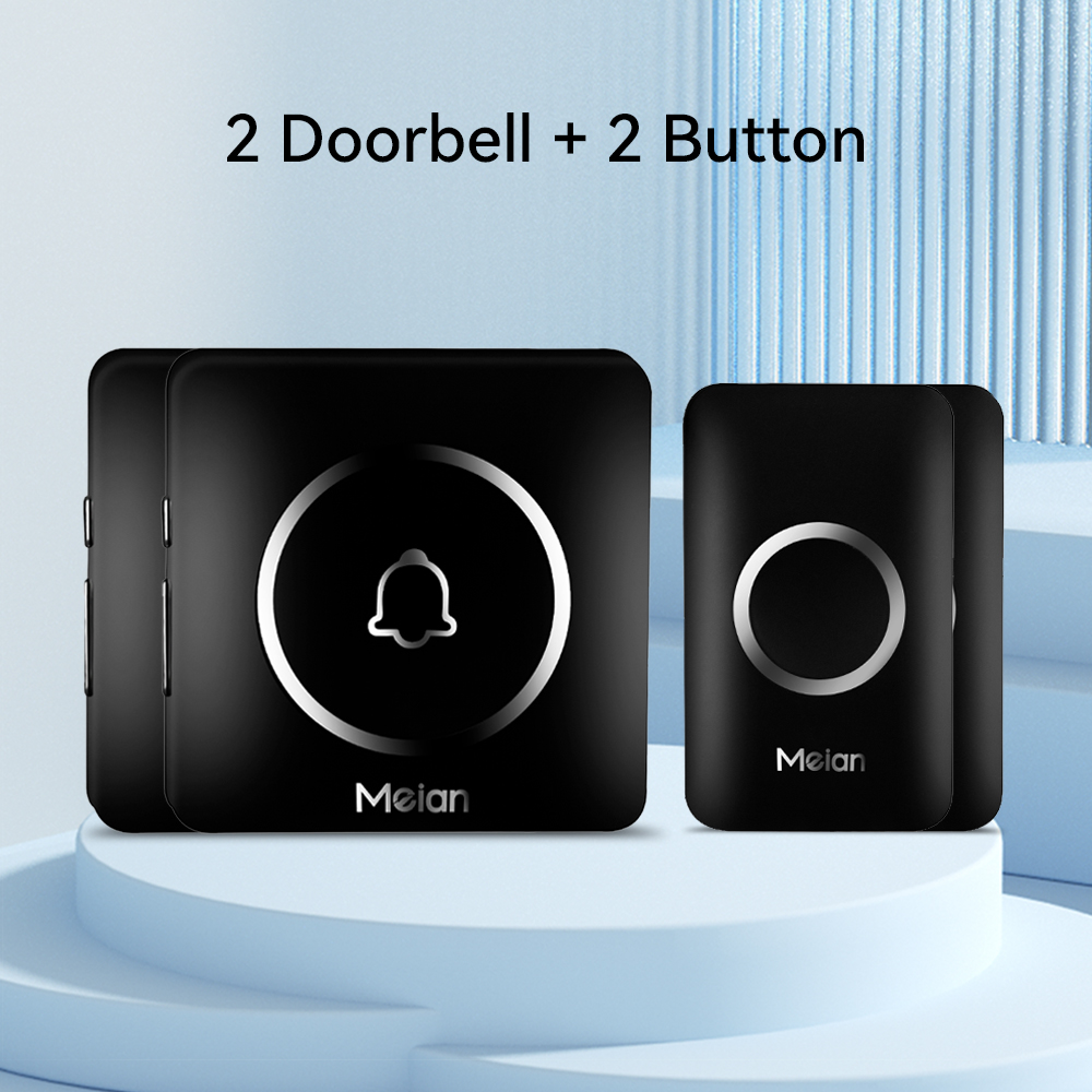 Meian-sonnette sans fil extérieure, sonnette de bienvenue pour maison intelligente, sonnette de porte étanche IP65, Kit de carillon, sonnerie 60, alarme Flash LED: Orange / Prise anglaise