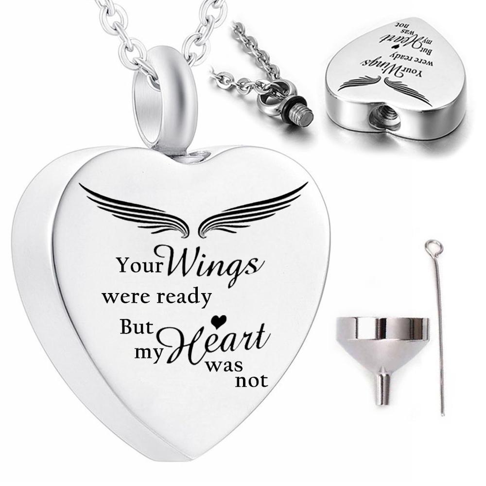 To My Daughter Heart Cremation Urn Necklace for Ashes Urn Jewelry, Carved Locket Stainless Steel Memorial Pendant From Mom& Dad: with Funnel Gift Bag