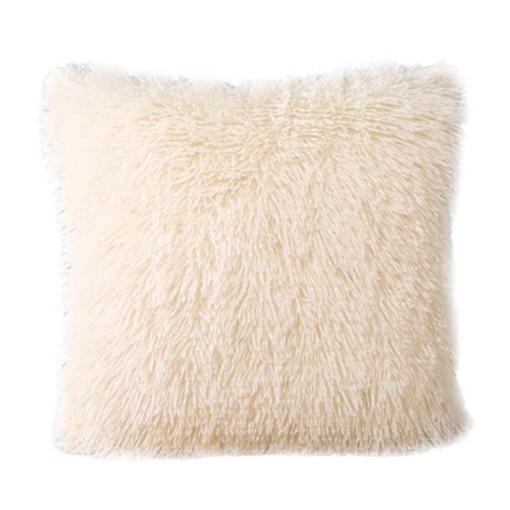 Coussin moelleux couverture douce taie d'oreiller jeter maison lit canapé voiture décoration fausse fourrure peluche housse de coussin canapé décor 43*43 cm: Bleu