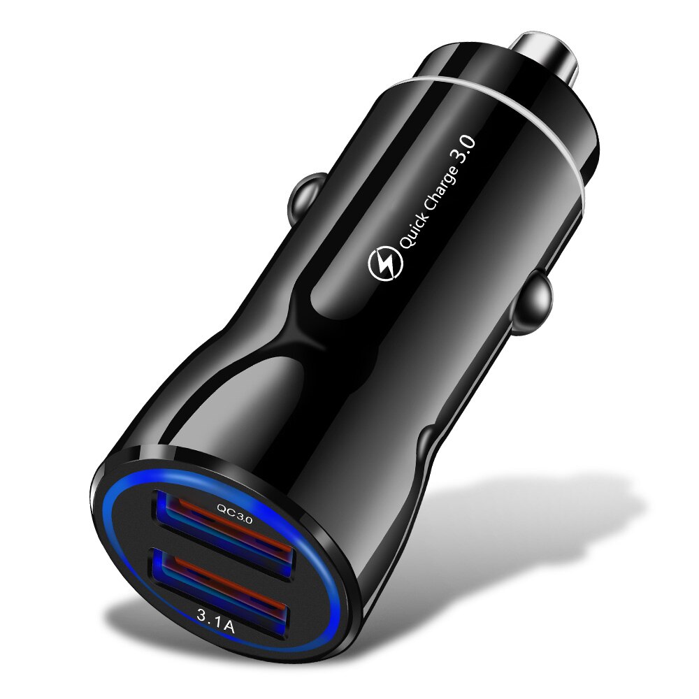 Quick Charge 3.0 Dual USB Car Charger for iPhone 11 xr Samsung Xiaomi mi9 USB Car-Charger Universal QC 3.0 fast Charger Adapter: Black Charger 1