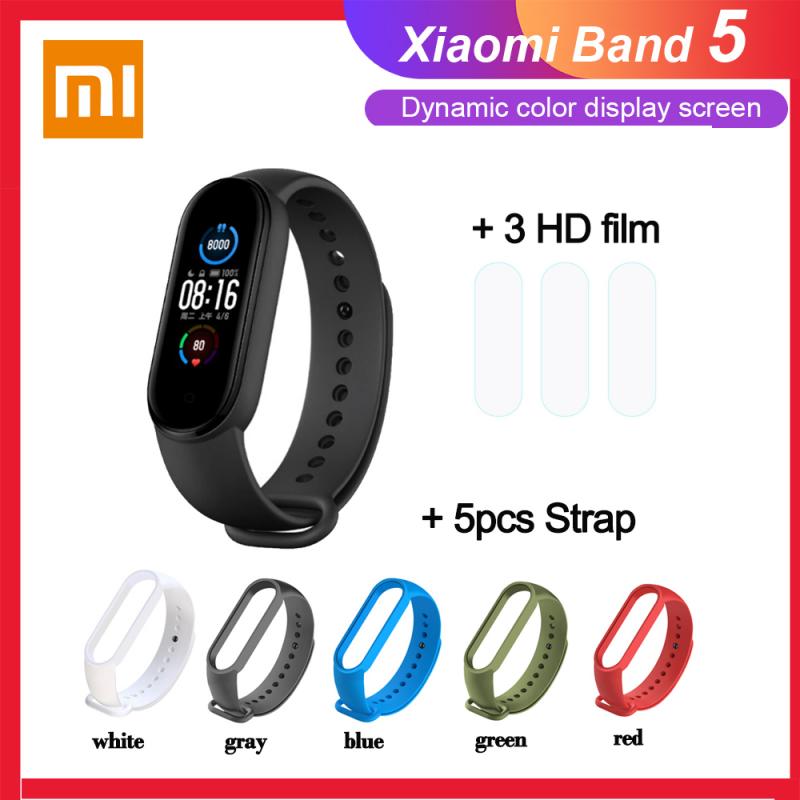 Originele Xiaomi Mi Band 5 Smart Armband Amoled Dynamische Kleur Display Smart Band Vrouwen Gezondheid Magnetische Opladen 5 Kleur band