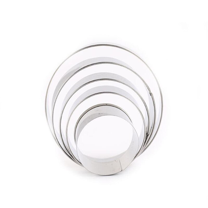 5pcs Cookie Cutter Mold Set Stainless Steel Circle Round Shape Biscuit Cake Fondant Mould Kitchen DIY Baking Pastry Cake Tools