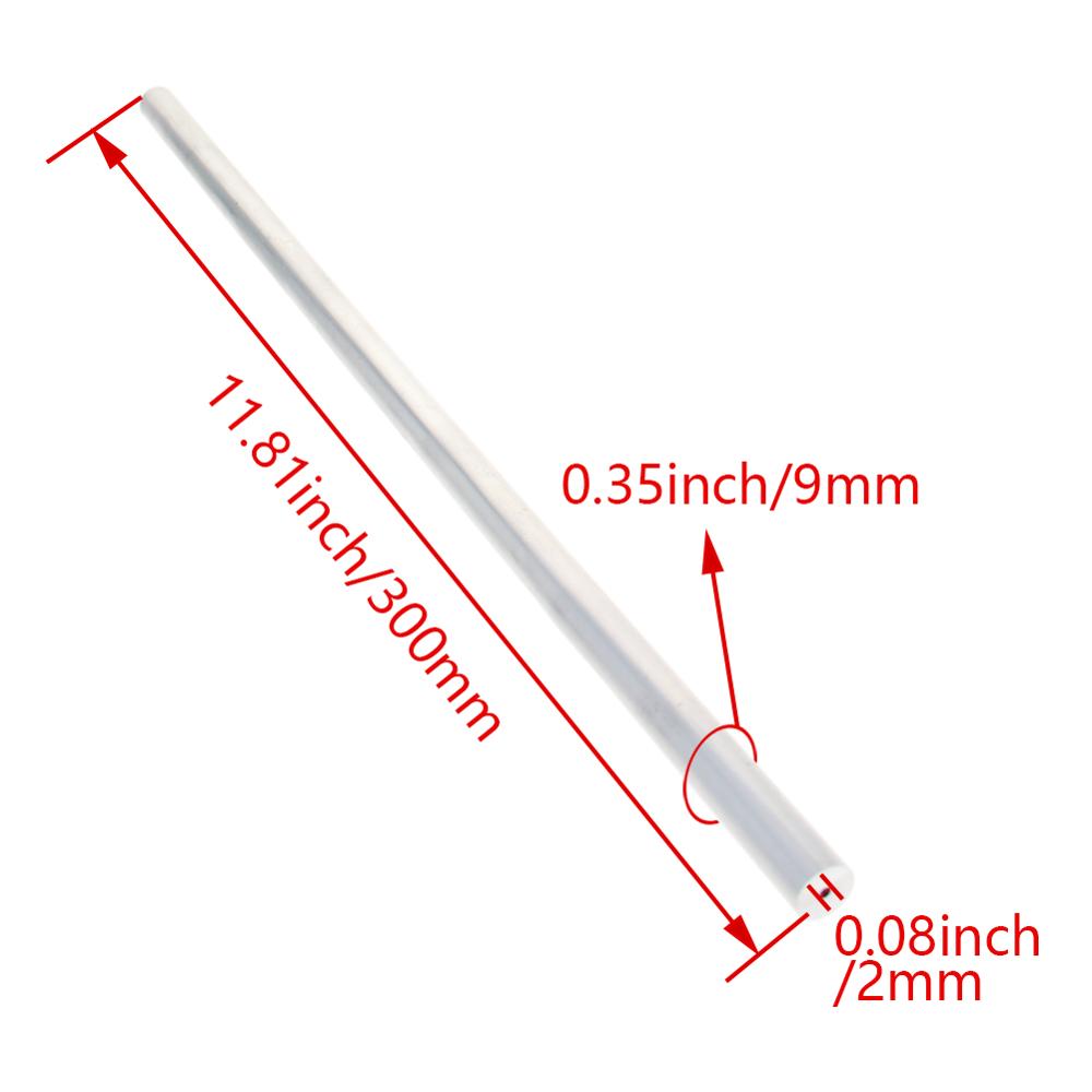 Tubo redondo de aluminio, 6063 OD, 8mm, 9mm, sin costura, recto, 300mm de longitud, para entrada de aire DIY, 2 uds.