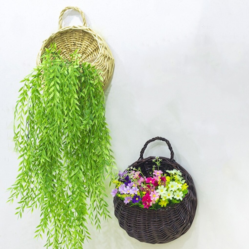 Maceta Retro de Mimbre para Colgar en la Pared, Macetas de Ratán para Decoración del Hogar y Jardín, Tiesto de Sauce, Cesto Colgante, Cesta de Flores