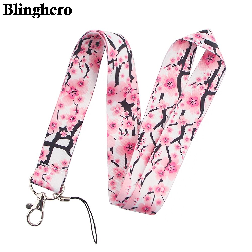 CB123 Nette Schlüsselband Für Schlüssel Kühle Kirschblüzehn praktisch Halfter Nacken Riemen Mit Schlüssel Blume Drucken DIY Hängen Seile