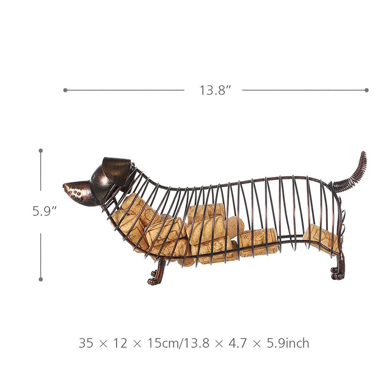 Teckel Hond Vormige Wijn Kurk Container Ijzer Ambachtelijke Dier Ornament Bruin Praktische Sculptuur Woondecoratie