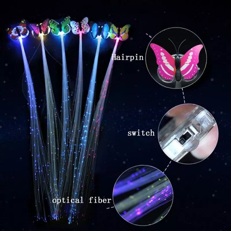 Frauen LED Haar Clips Schmetterling Leuchten Haar Geflecht Festival Haarnadeln Leuchtende Haarspangen Party Cosplay Blitz Haar Perücke Zubehör