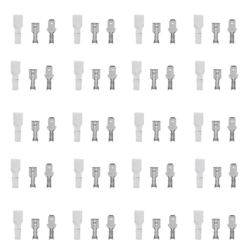 200Pcs 4.8Mm Wire Connectors Crimp Terminals Crimp Female/Male Spade Terminals with Transparent Insulating Sleeves: Default Title