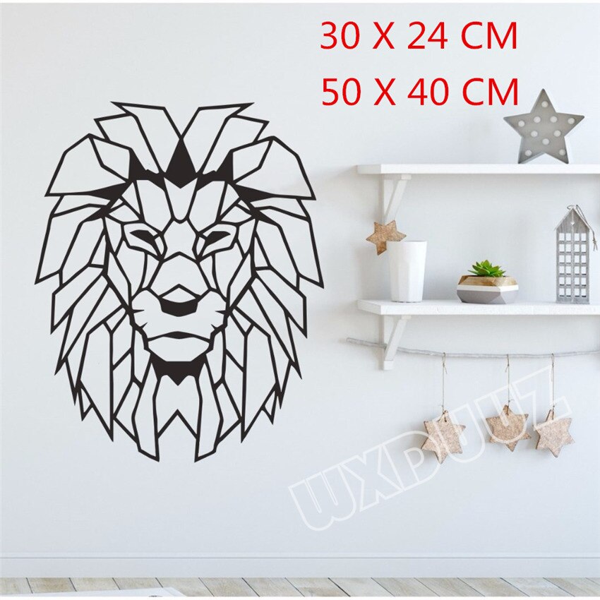 Dyr løve elefant geometrisk vægmaleri vinyl applikation fly transfer kunst overføringsbilleder børneværelse dekoration wallstickers  d29: 1 / Stor