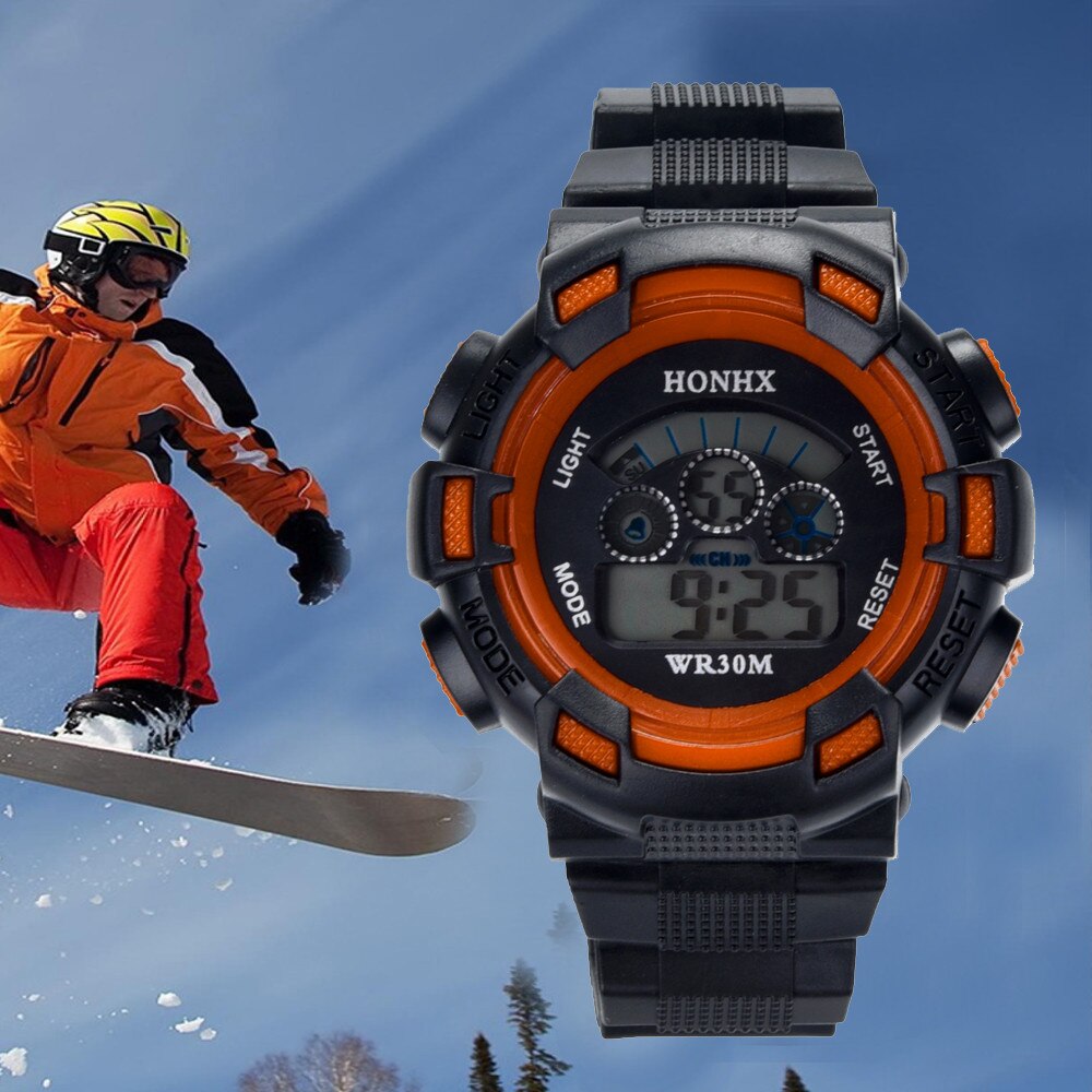 Student Waterproof Children Boys Digital LED Sports Watch Kids Alarm Date Watch Casual Electronic Simplicity Round Watch