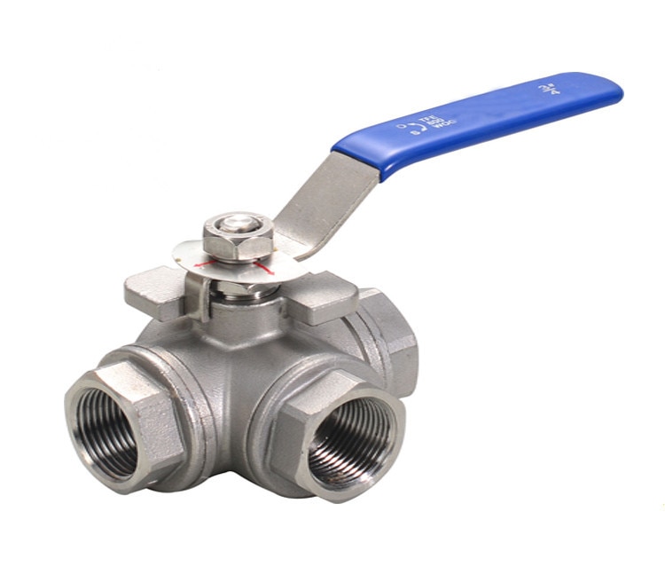 High 1Pcs 3-Way Ball Valve Stainless Steel SUS304 Pipe Three-way T-Type Valve Female Thread