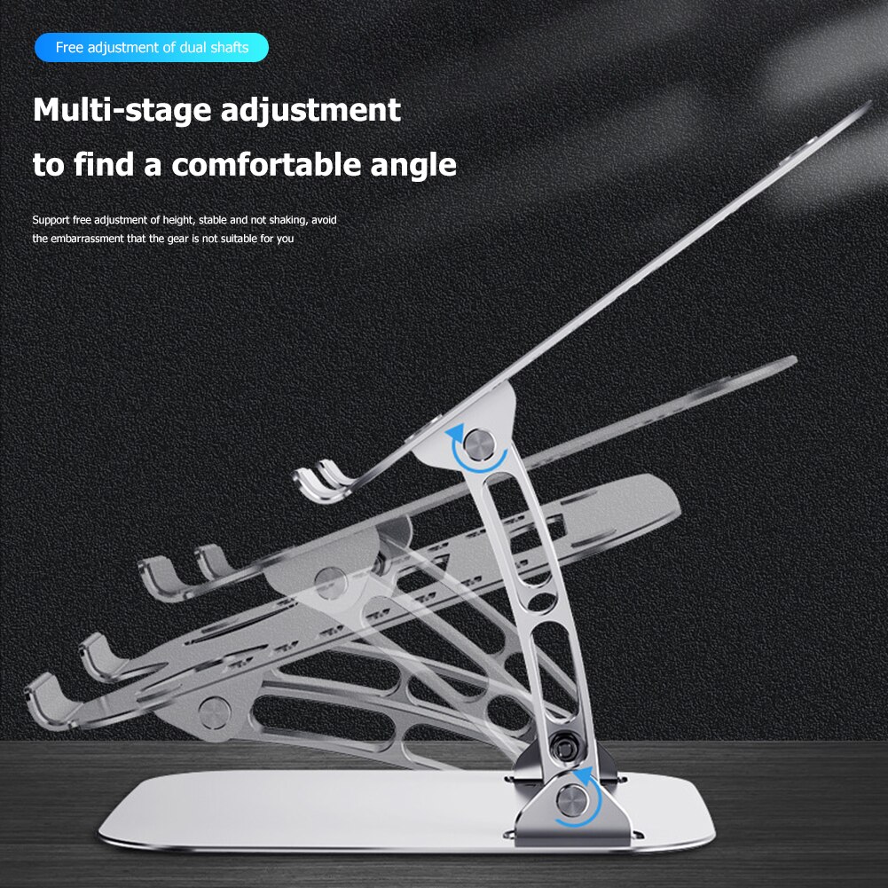 Verstelbare laptopstandaard van aluminiumlegering, dubbele as, opvouwbare tabletstandaardbeugel voor notebook, macbook pro air ipad pro