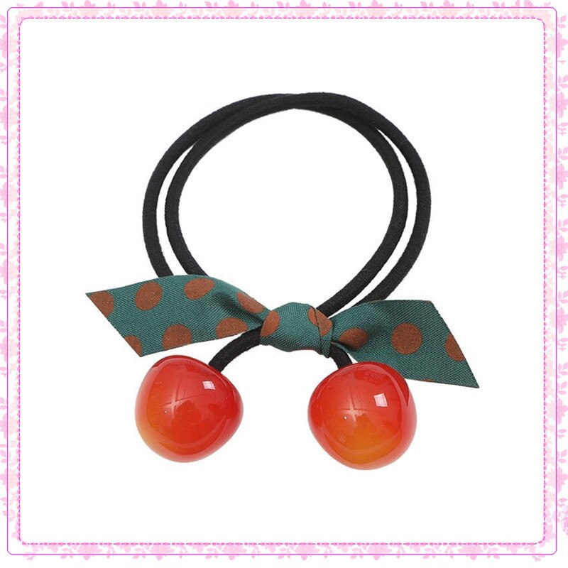Coletero de cuerda a la para mujer, gomas elásticas para el pelo de hermosa cereza, con lazo, accesorios para el cabello