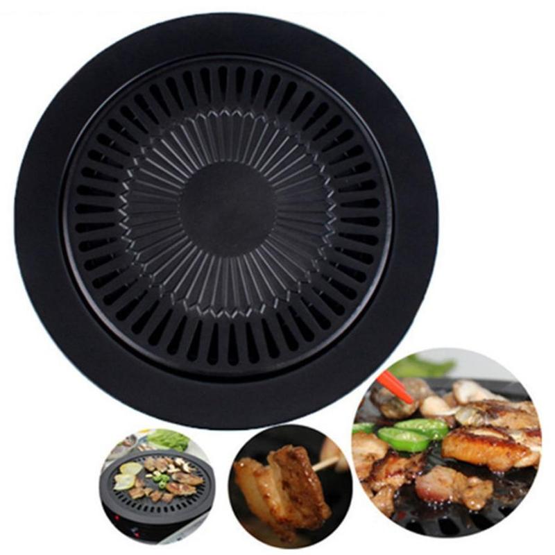 Non-stick røgfri indendørs komfur grill bbq grill køkken grill tallerken bærbar udendørs stegepande