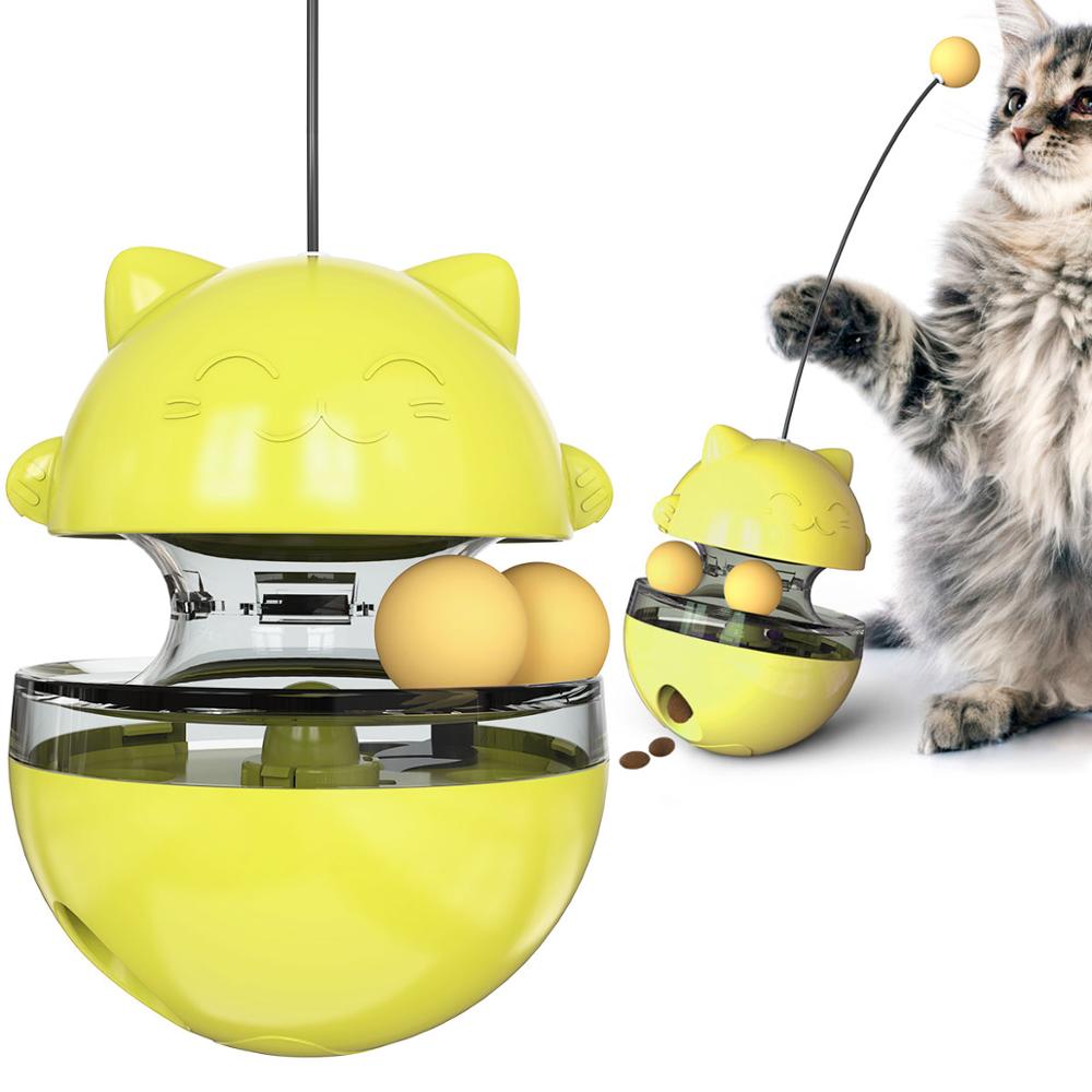 Sjovt tumbler kæledyr slow food underholdning legetøj tiltrække opmærksomheden fra den katjusterbare snack mundlegetøj til kæledyr: Gul