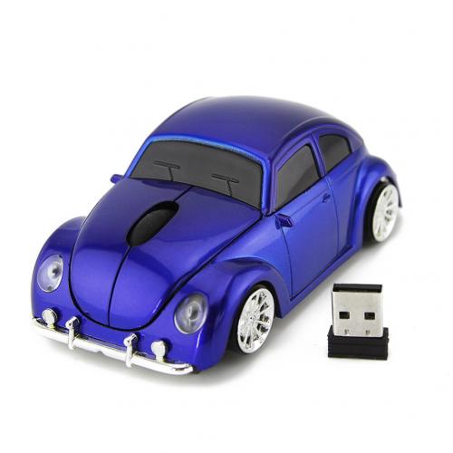Coccinelle – souris de jeu ergonomique en forme de voiture, sans fil, 2.4GHz, avec récepteur, pour PC, ordinateur portable, pour garçons: Bleu