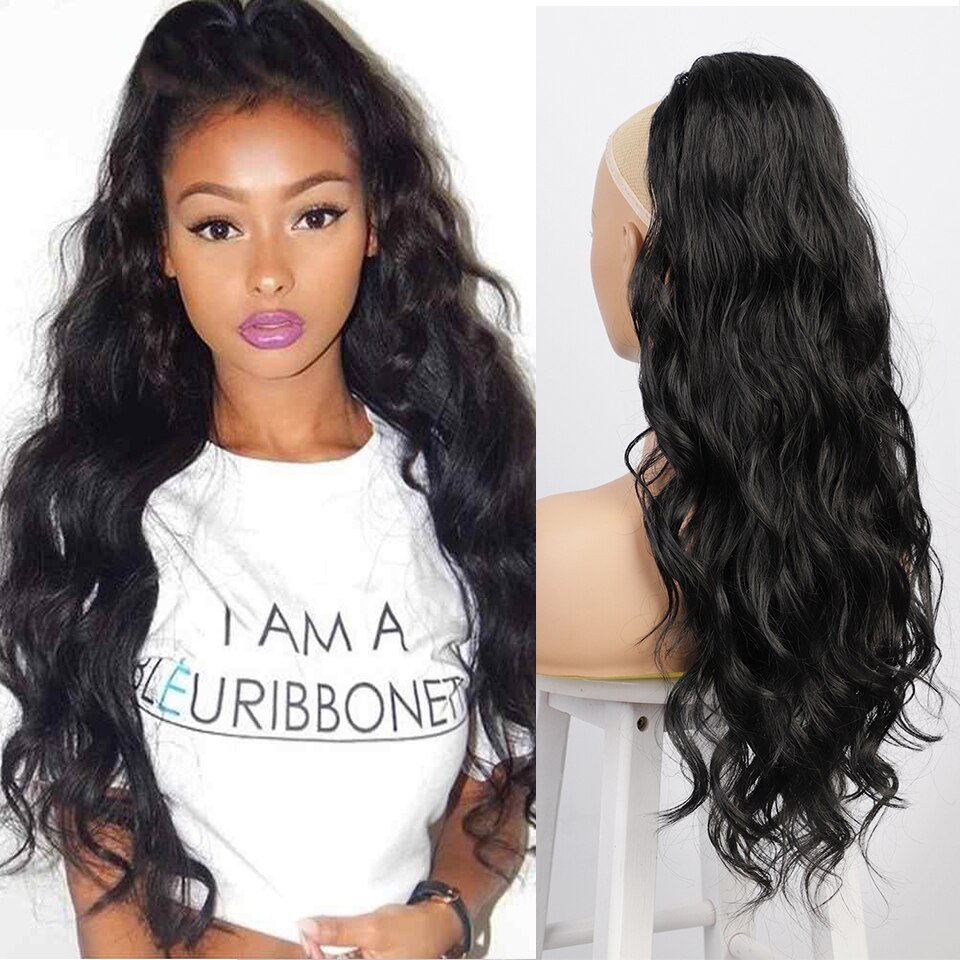 AISI QUEENS Long Body Wave Red Ponytail Extension Drawstring Heat