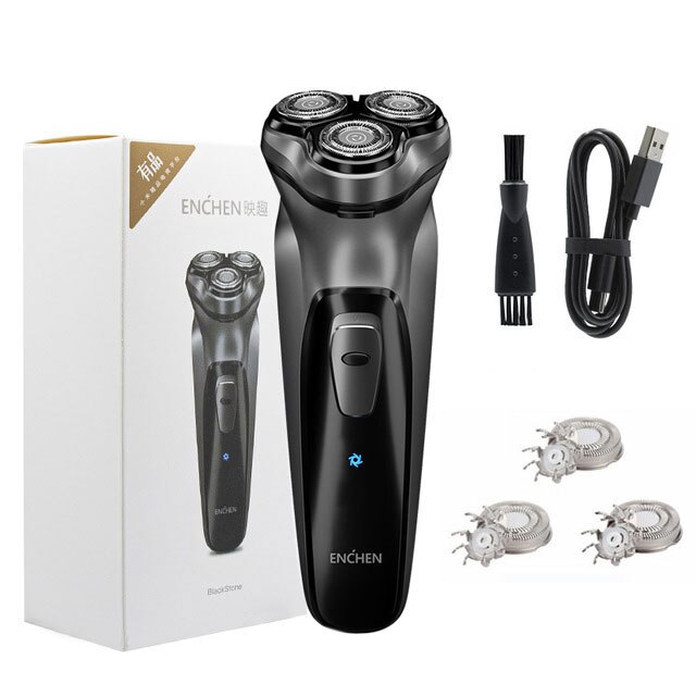 Enchen-Afeitadora eléctrica 3D para hombres, máquina de afeitar lavable tipo C, recargable por USB, cortadora de barba, Afeitadora eléctrica portátil: Azul