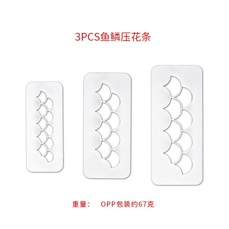 3PCS/Set Square Geometric Cutters Fondant Cookie Cake Mold Cutter Chocolate Mold Cake Decorating Cake Baking Tools for Christmas: Fish scales