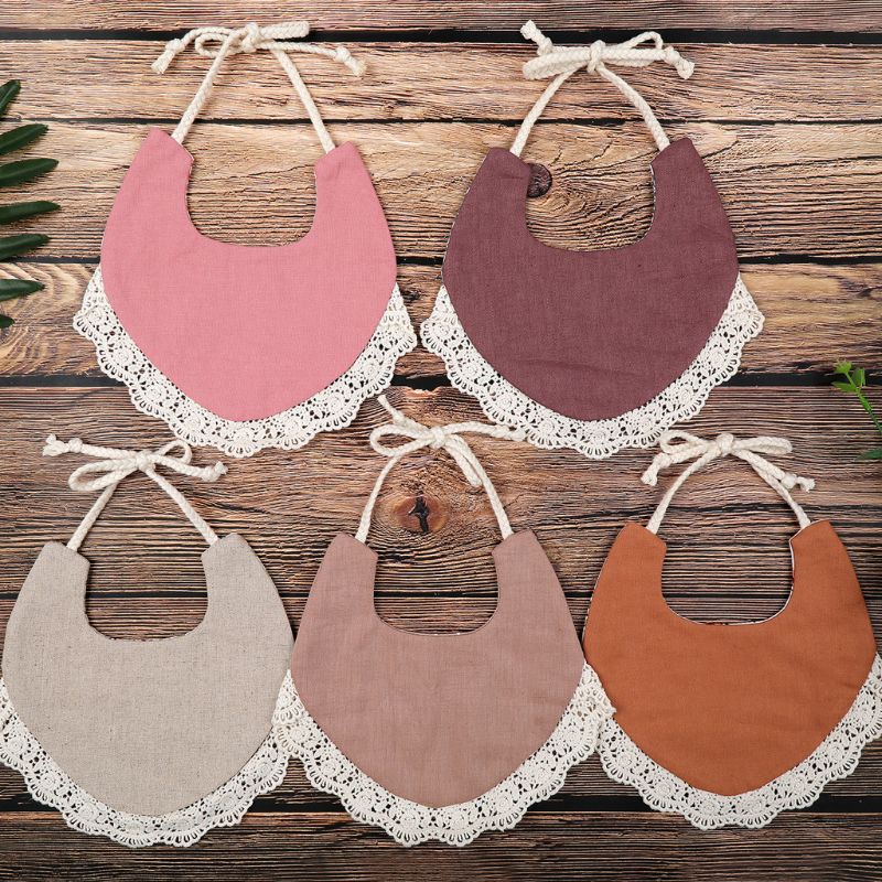 Floral Vintage Newborn Double Side Bibs Boys Girls Bandana Cotton Saliva Towel Baby Tassel Saliva Towel Double Side Bibs