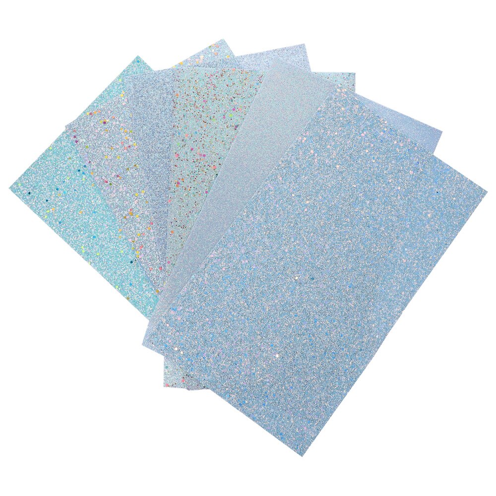 6pcs Blue Series Faux Leather Sheet Synthetic Leather Sheets DIY Materials