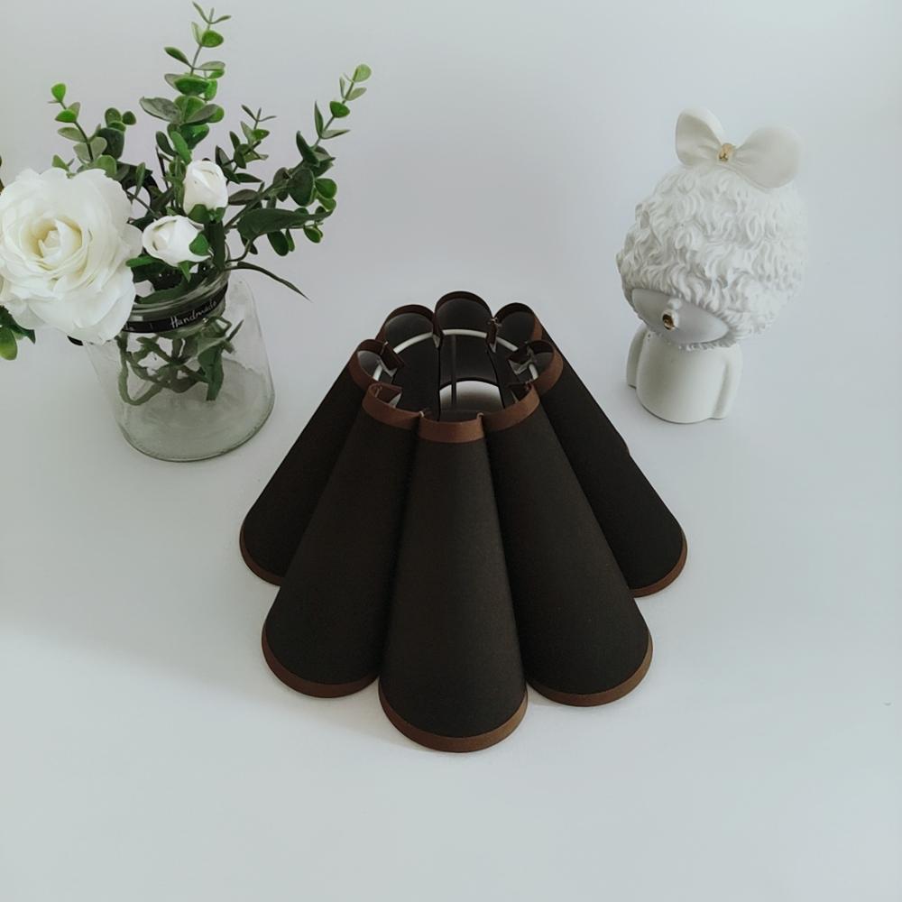 Parmi nous Xianfan – abat-jour en tissu japonais, abat-jour en PVC pour lampes de bureau E14 E27, abat-jour en pétales pour plafonnier: black