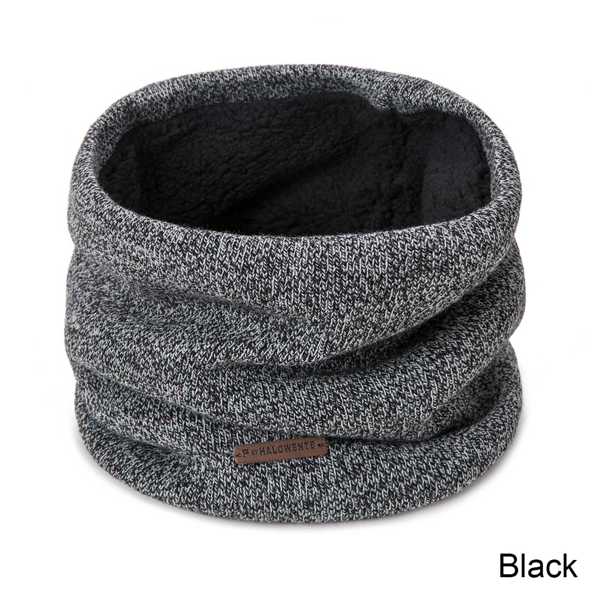 Winter Scarf men Ring Scarf Knitted Winter warm Scarves for Women Soft Elastic Neck Scarves Thick Plus velvet Scarf: black