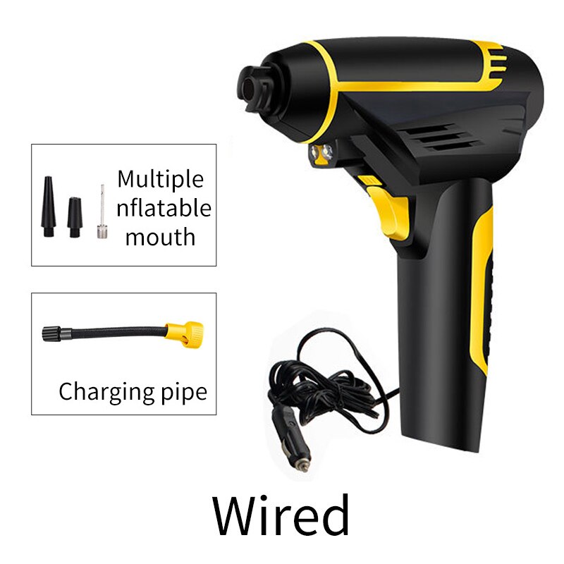 150 PSI 120W Wireless Car Air Compressor Pump Digital LED Smart Car Tire Inflator Handheld USB Rechargeable Inflatable Pump: Wired
