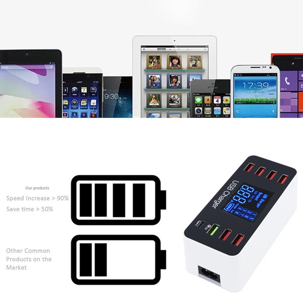 8 Hafen USB Ladegerät Schnell Ladung 3,0 Multifunktions USB Hub Ladegerät LED-anzeige Mehrere USB Telefon Universal- Ladestation