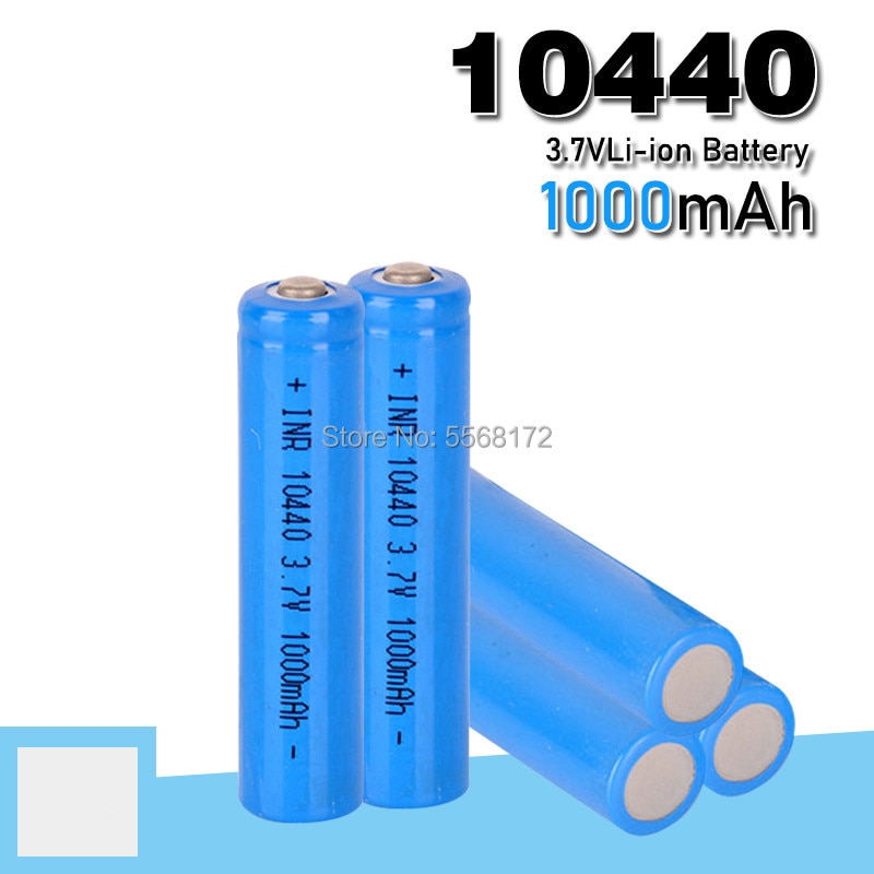 10440 aaa koko 3.7v 1000 mah 10440 litium-li-ion akku painikekansi radiopeliohjaimen led-valo taskulamppukello