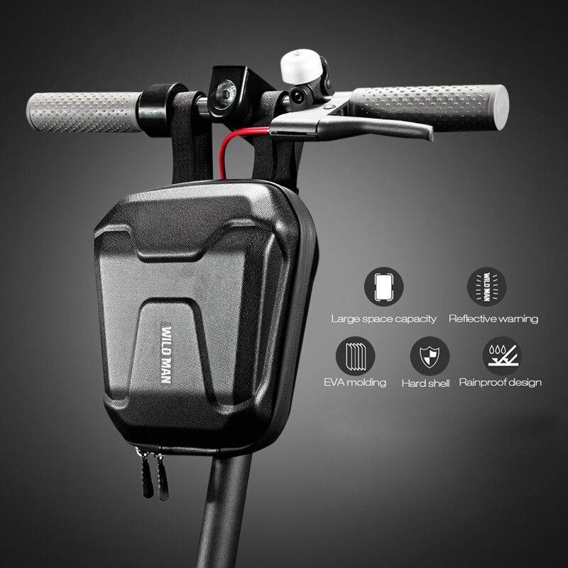 Bolsa de bicicleta de montaña WILD MAN, Scooters eléctricos a prueba de lluvia, bolsa frontal de bicicleta, protección de carcasa dura, bolsas de ciclismo, Panniers