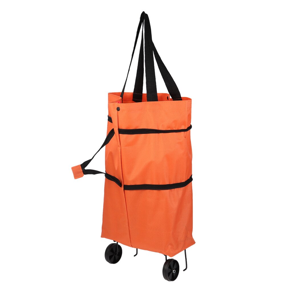 Foldet indkøbskurv bærbar bilbagage vogn foldet slæbebåd taske sammenklappelig indkøbskurv grøntsager arrangørvogn: Orange