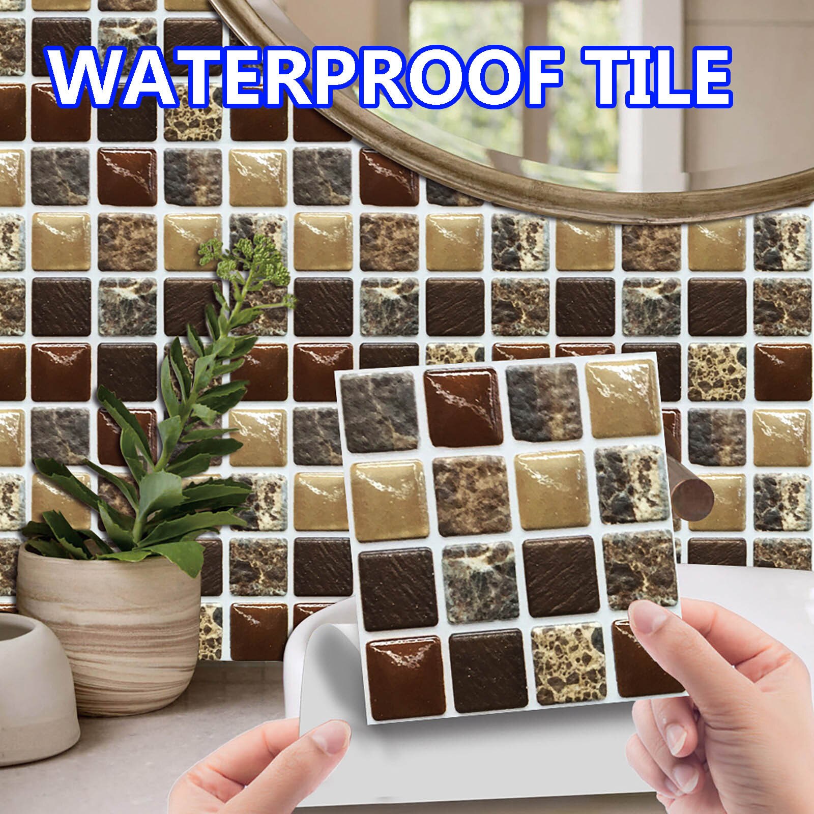 10pc 3D Crystal Tile Stickers DIY Waterproof Self-Adhesive Wall Stickers merry Christmas Decoration For Home: C