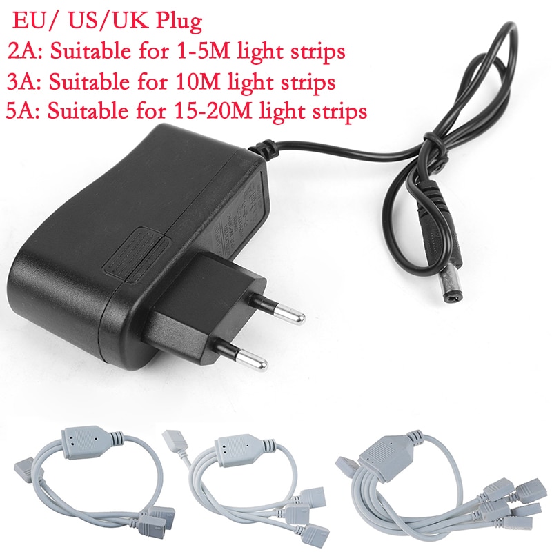 DC 12V 2A 3A 5A Universal Power Adapter Supply Charger Adapter EU US UK For LED Light Strips