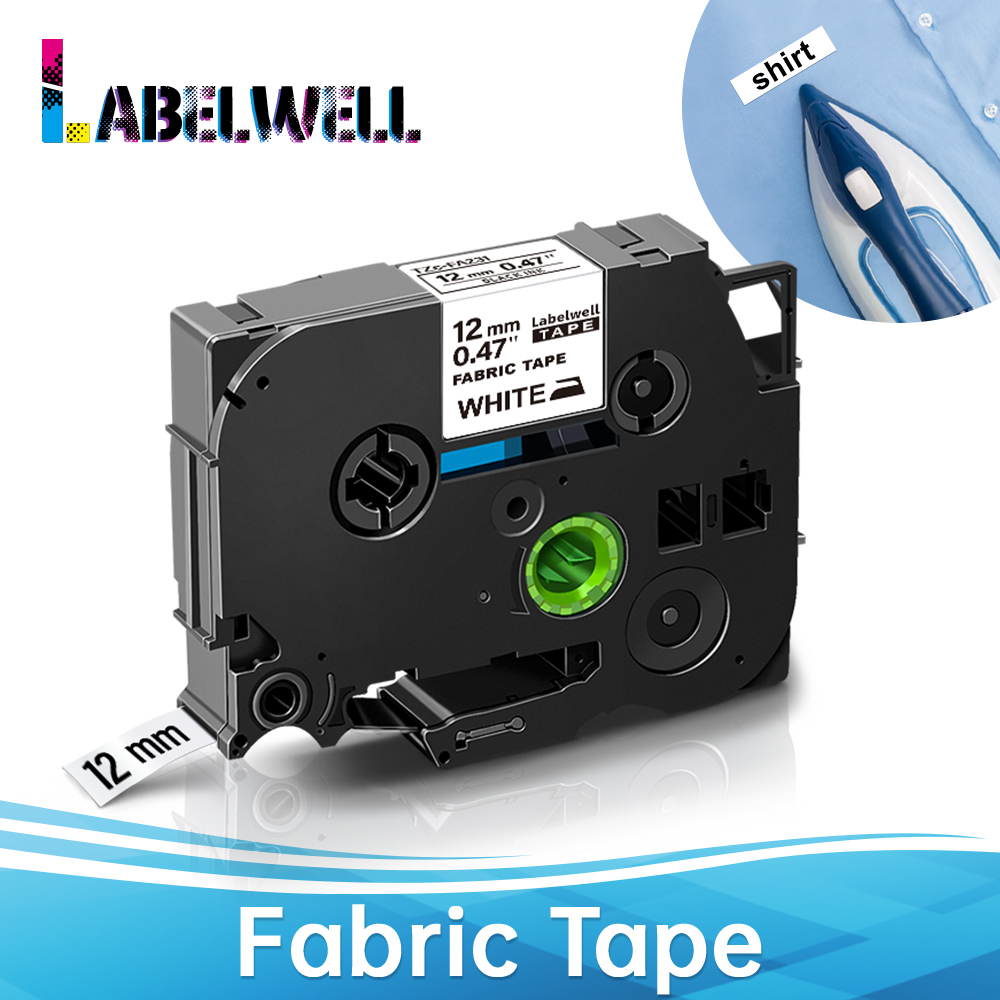 Labelwell 12Mm Label Compatibel Voor Brother FA3R FA231 FA3 Stof Ijzer Op Tape Zwart Rood Op Wit Voor pt Label Maker H110: Black on White
